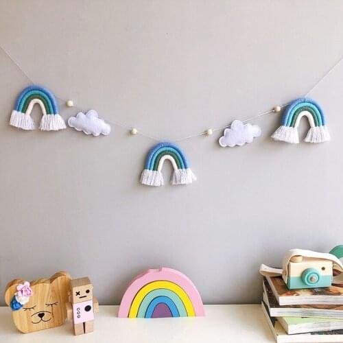 Felt Cloud Rainbow Banner Garlands Wall Hanging Ornament Pendant For Kids Baby Room Decoration String Nursery Decor Photo Props