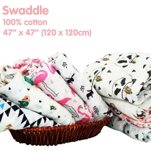 Miababy Cotton Muslin Baby Swaddle be Used as Nursing Cover, Burp Cloth, Play Mat or even to Shade a Stroller