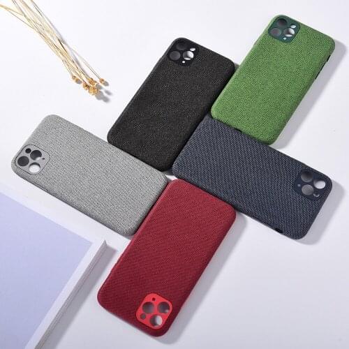 For iPhone 12 11 Pro Max 12 Mini Canvas Case Cloth Soft Finish Cover Full Protect Housing Shell For Iphone 7 8 Plus X XS Max XR
