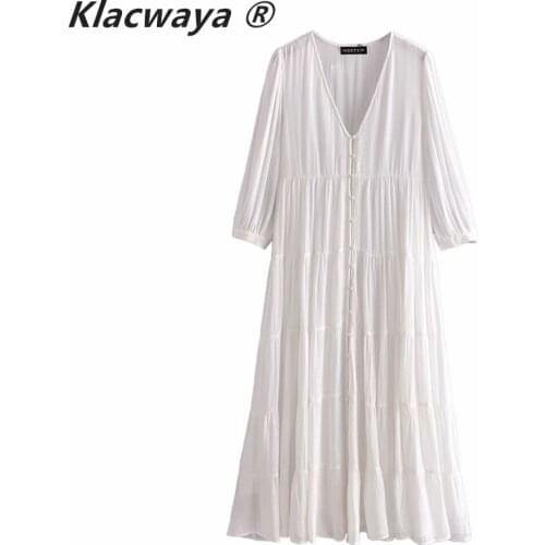 Klacwaya Long Sleeve Summer Dresses