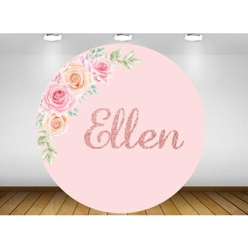 Round circle background customize wedding bridal shower baby shower birthday Party table pink flower gold floral backdrop YY-346