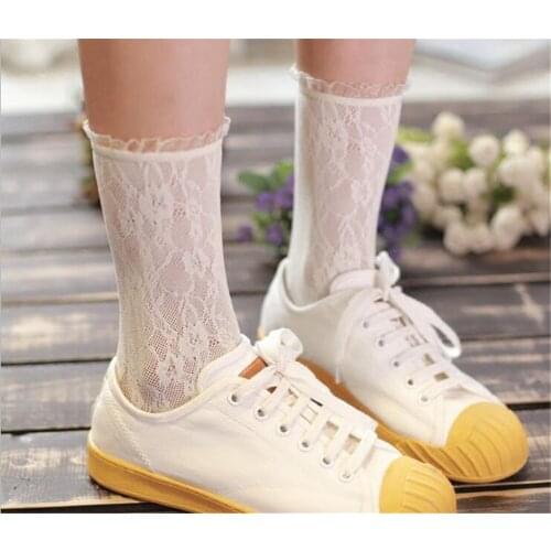 Lolita lace stockings lace sweet flower stockings lace side piles of socks retro literary socks B709