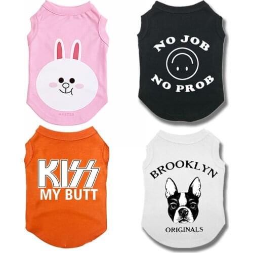 Letter Print Cartoon Dog Summer Clothes For French Bulldog Dog Shirt T-shirt Vest Pet Puppy For Small Medium Pets Ropa Perro