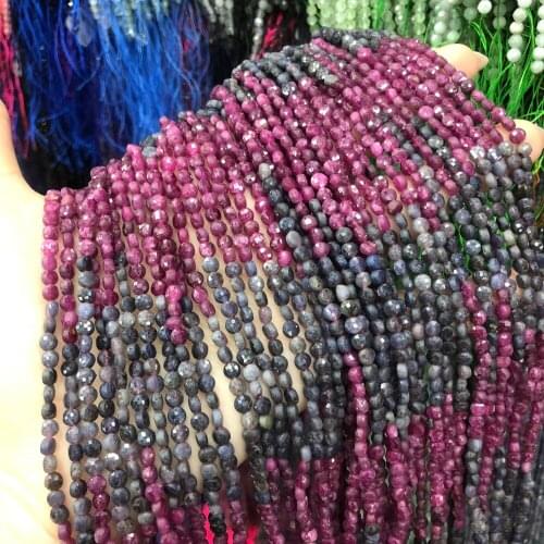 Small Beads Natural Red Sapphires Beads 4mm Round Pie Shape Crystal Beads Natural Stone Beads For Jewelry Making DIY Necklace