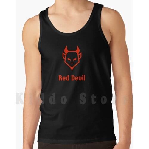 Red Devil Tank Tops Vest 100% Cotton Man U Football Soccer Uk Old