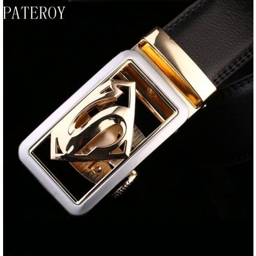 [PATEROY] Male Belt Ceintures Ceinture Homme Designer Belts Men High Quality Leather Belt Men Gold Automatic Buckle Black Cinto