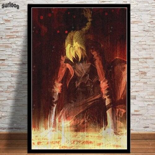 Fullmetal Alchemist Anime Edward Alphonse Wall Art Poster Retro Pictures Prints Canvas Painting for Living Room Home Decor