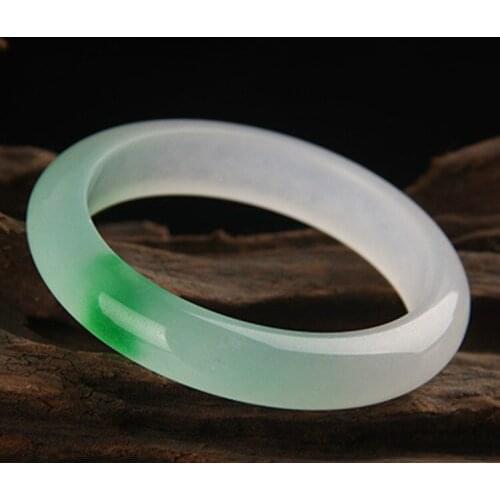 Natural Jade Bangle Bracelet Fine Hand-Carved Charm Jadeite Jewelry Fashion Accessories Round Bangle Women