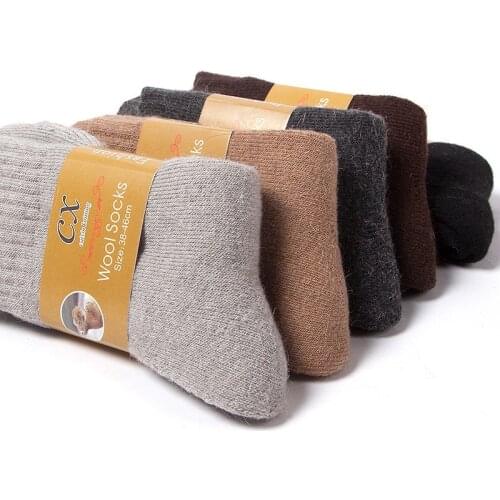 5Pairs/lot Mens Wool Socks Winter Casual Thick Warm Winter Mens Simple Solid Color Socks Male High Quality