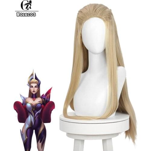 ROLECOS LOL Evelynn Cosplay Wig Game LOL Coven Evelynn Cosplay Wig 70cm Women Flaxen Headwear Heat Resistant Synthetic Hair