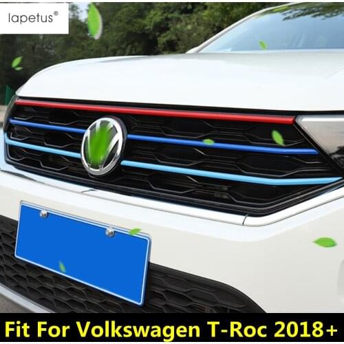 Lapetus Accessories For Volkswagen T-Roc T Roc 2018 - 2020 ABS Front Head Grille Grill Decoration Strip Molding Cover Kit Trim