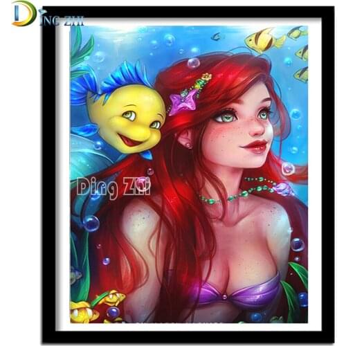 Full Square/Round Diamond Embroidery 5D Sexy Mermaid Full Diamond Painting Cross Stitch Kits Cartoon Sea View 3D Diamonds