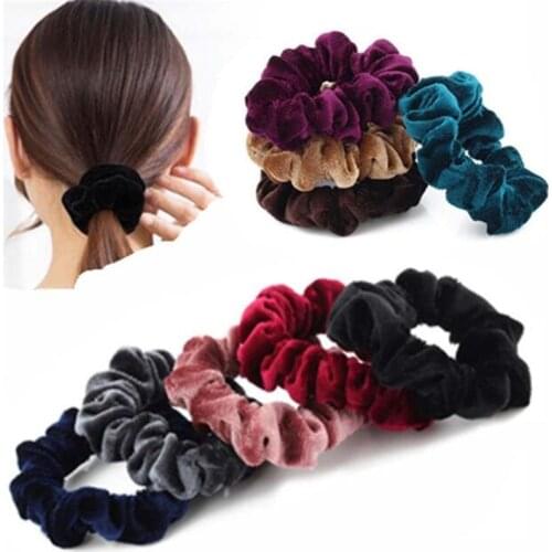 1Pc Elegant Velvet Solid Elastic Hair Bands Ponytail Holder Scrunchies Tie Hair Rubber Band Headband Lady Hair Accessories
