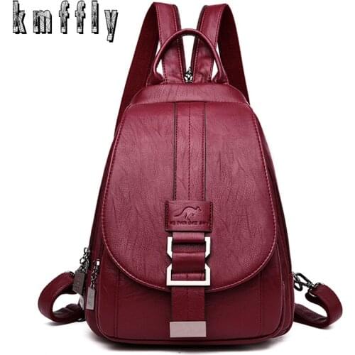 Hot 6 Color Women Leather Backpacks High Quality Female Vintage Backpack For Girls School Bag Travel Bagpack Sac A Dos Back Pack