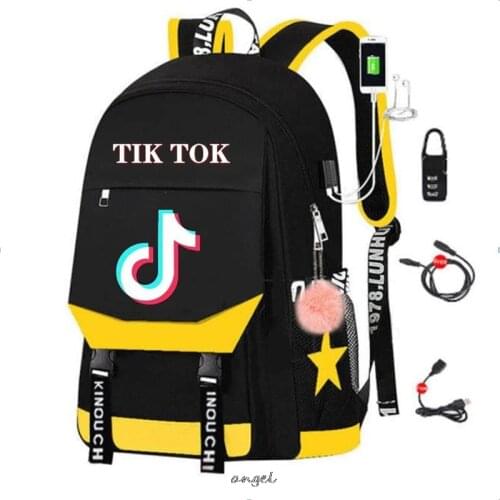 Tik Tok Backpacks Women Men School Bags Laptop Tik Tok Travel Bags Teenager Student Multifunction Backpack Mochila