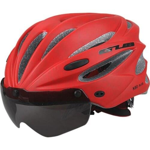 Unisex Bicycle Helmet With Visor Magnetic Goggles Mountain Road Bike Integrally-molded 58-62cm 17 Holes Helmet Cycling Equipment