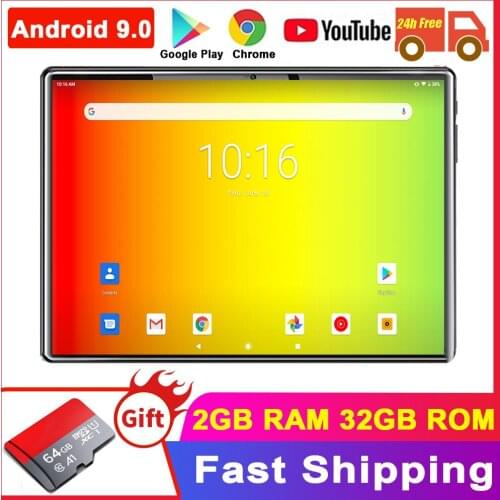 Super Glass Play Store 10 Inch Tablet Pc 32GB IPS 3G WCDMA Phone Call Wifi GPS Bluetooth Android 9.0 Tablets 10.1" +Free Gifts