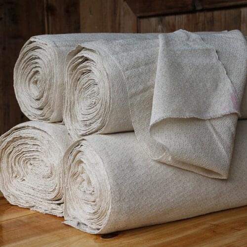 PVDF5 Greige Hand-woven Coarse Jacquard Cotton Fabric Embroidery/Stitchwork/Printing/Dyeing/DIY/Handmake Base Fabric 45cm Width