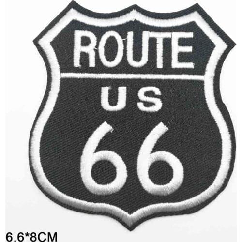 Letters Word Route 66 Iron on Embroidered Cloth Clothes Patch For Clothing Girls Boys Wholesale
