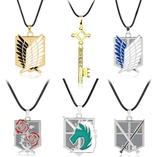 Japan Anime Attack On Titan Necklace Wings Of Liberty Pendant Necklace Cosplay Eren Key Shape Cosplay Jewely