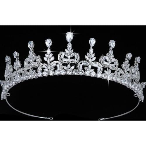 Crown HADIYANA Fashion Leave Shape Design Women Wedding Bridal Hair Accessories Party Hair Jewelry Zircon BC5682 Corona Princesa