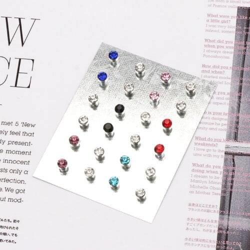 12 Pairs Crystal Rhinestone Magnetic Clip Non Piercing Earrings Fashion Jewelry