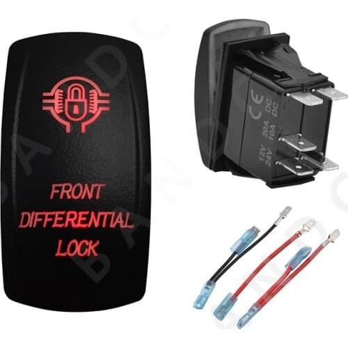 Jumper Wire Set，FRONT DIFF LOCK 12V 24V Car Boat Caravan Rocker Switches Waterproof Car Buttons Dual Red LED Light Interior Part