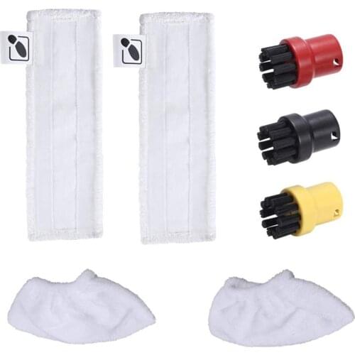 2 Microfibre Floor Cloth+2 Hand Nozzle Cover Cloth + 3 Paint Brushes for Karcher SC1 SC2 SC3 SC4 SC5 Steam Cleaner