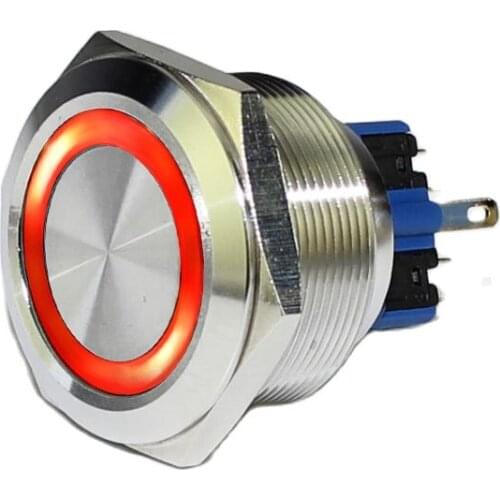 25mm Green Ring LED Metal 6 Pins Self-Locking Latching Push Button Anti Vandal Electric Switch Waterproof 6V,12V,24V,110V,230V