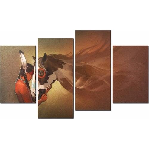 4 Panels Framed Abstract the horse Painting Canvas Wall Art Picture Home Decoration Living Room Canvas Print Modern Painting