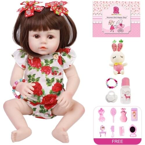 48CM Bebe Reborn Soft Silicone Realistic Baby Smooth Vinyl Body Toddle Reborn Doll Toys for Children Full Body Hair Toy Doll