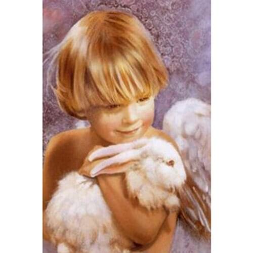 5D DIY Diamond Painting Angel Baby Picture Square Round Diamond Art Pendant Character Cross Stitch Kit Home Decoration WG2734