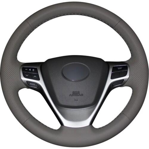 DIY Non-slip Durable Dark Gray Natural Leather Car Steering Wheel Cover For Toyota Verso Ez Avensis
