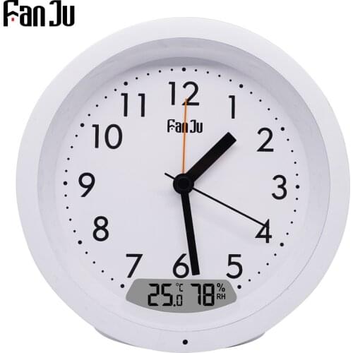 FanJu Digital Alarm Clock Pointer Thermometer Hygrometer Meter Table Desk Clocks Automatic Backlight Snooze Classic Home Decor