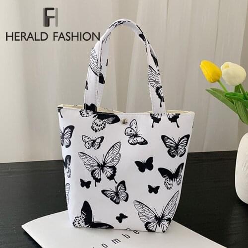 Canvas Tote Bag Shopper Bag Women Designer Handbag 2021 Girl Fashion Casual White Large Capacity Butterfly Printing Shoulder Bag