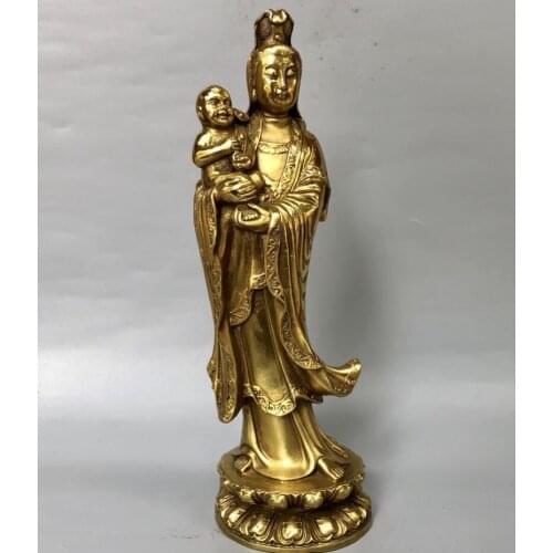 China brass child Guanyin Buddha crafts statue
