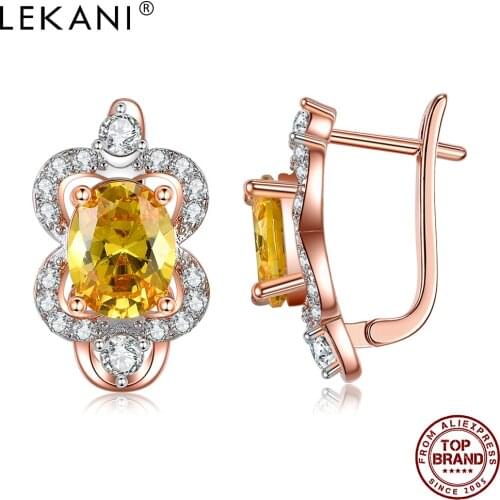 LEKANI Cute Flower Earrings For Women Fashion Dazzling 5A Cubic Zirconia Rose Gold Stud Earring Female Jewelry Gift New Arrival