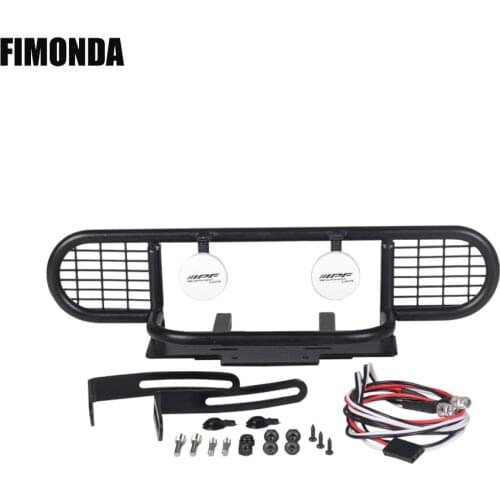 Metal Camel Trophy Front Bumper with Led Light for 1/10 RC Crawler Car Traxxas TRX4 RC4WD D90 D110 Defender Upgrade Parts