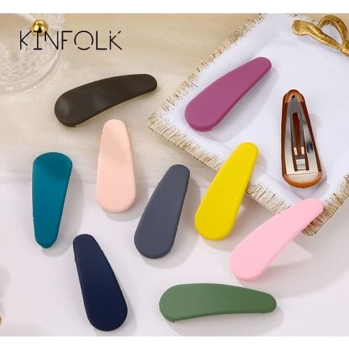 KINFOLK Cute Hair Pins For Women Girls Candy Hair Color Clips Sequins Hair Accessories Fashion Geometric Clips Headwear