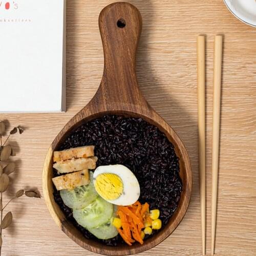 Long Handle Bowl Beech Wood Salad Bowl Fruit Pizza Bowl Water Scoop Bowl Tools For Baking Pastry Making Kitchen Gift