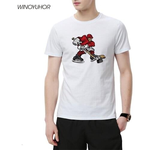Ice Hockey Player Mens T Shirt Casual Short Sleeves O-Neck T-shirt Cool Design Sporting Tshirt Camisetas Masculina