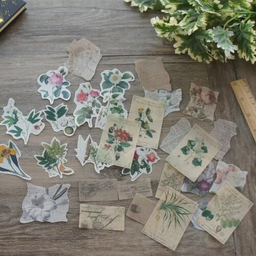 58pcs Old Mail Rose Piece New Paper Style Washi Sticker Scrapbooking DIY Gift Decoration Tag