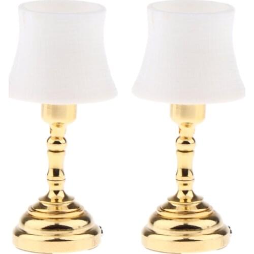 Dollhouse Desk Lamp Electric Light 1:12 Scale Miniature Decoration, Battery Operated, Pack of 2