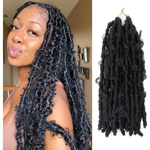 Natifah Extensions Hair Butterfly Locs Crochet Hair Faux Locs Dreadlocks Hair Extensions Synthetic African Braided Hair Braids