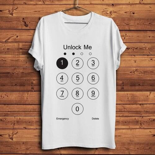 Cellphone unlocking interface funny geek t shirt homme new white short sleeve men casual tshirt unisex hipster streetwear tee