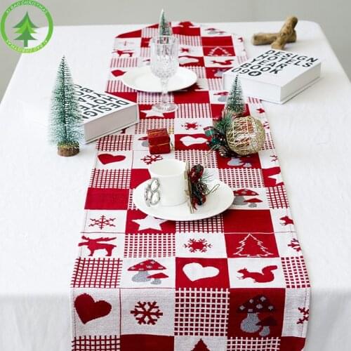 New Christmas Decorations Merry Christmas Red Snowflake Snowman Long Tablecloth Dinner Linen Home Decoration 35*170CM