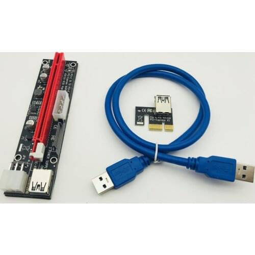 New PCIE PCI-E 3 in 1 Molex 4Pin SATA 6PIN PCI Express 16x Slot Riser Card 1x to 16x USB 3.0 Cable For Bitcoin BTC Miner Mining