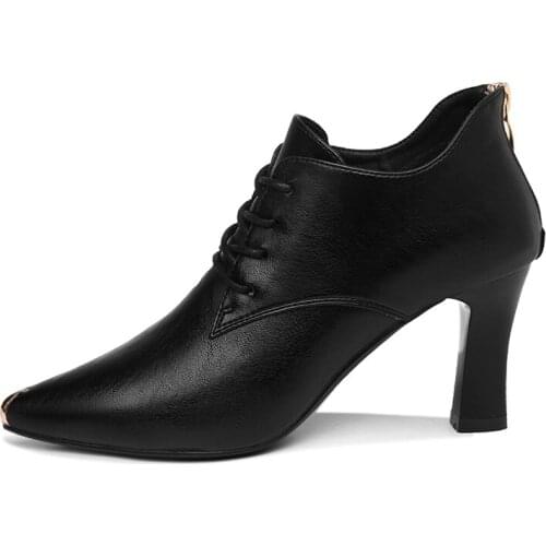 Pointed Toe Stiletto Shoes, Lace-Up Solid Color Shoes, WomenS Platform WomenS Shoes