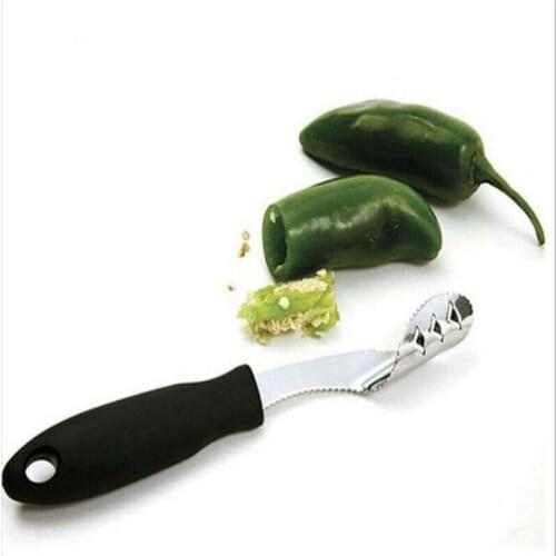 Pepper Corer Stainless Steel Serrated Seed Remover Kitchen Bell Pepper Seed Corer Remover Fruit Corer Separator Convenient
