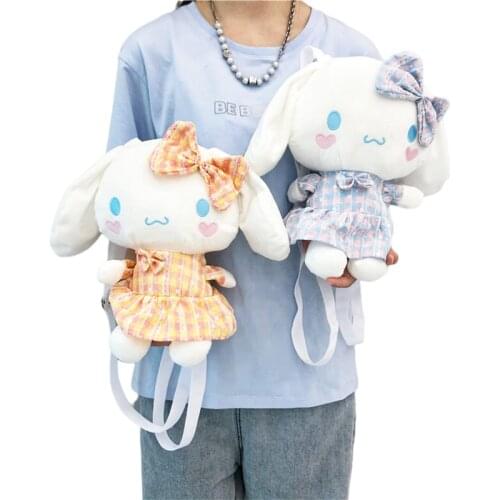 New Kawaii Sanrio Plush Doll Cartoon Cinnamoroll Bag Cute Beauty Travel Casual Stuffed Plush Backpack Birthday Gifts For Girls